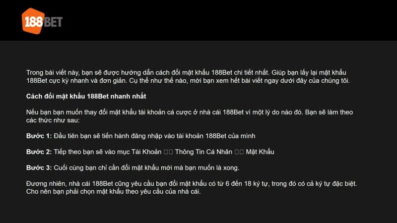 tài khoản 188bet của tôi bị hack phải làm sao